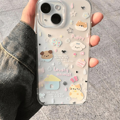 カラー雨点猫犬適用リンゴ16promax携帯ケースiPhone15アニメ感14かわいい13透明