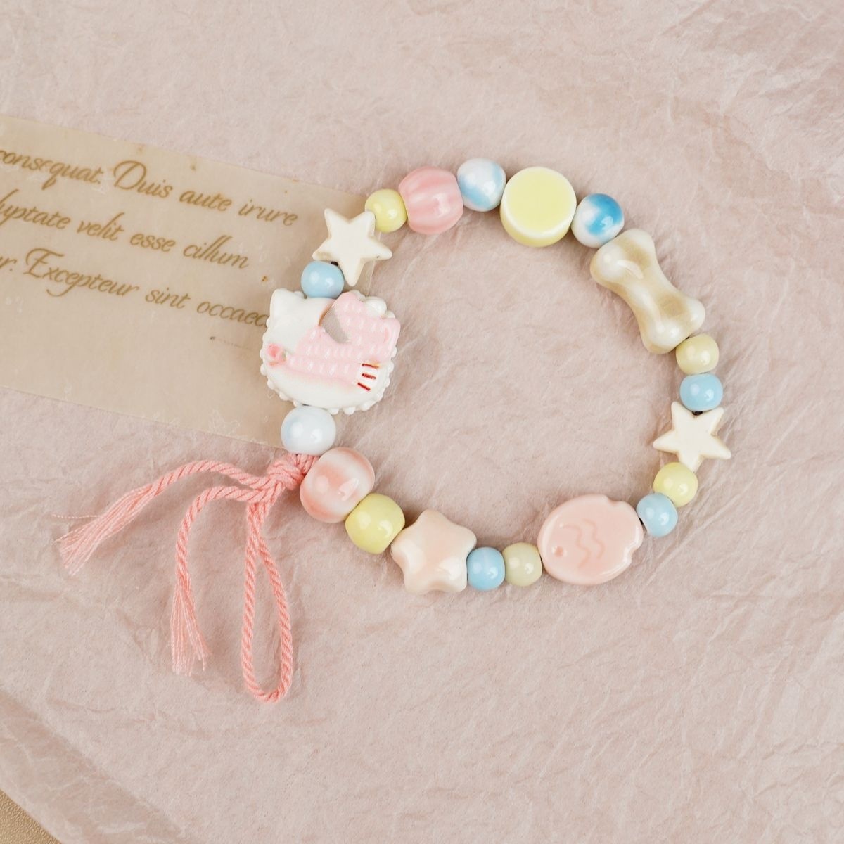Jingdezhen pulsera de cerámica de verano mujer alta sensación galletas serie de gatos nicho diseño universal pulsera alta sensación