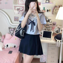 2025原创水手服日系jk制服甜美可爱海军领短袖上衣学院风百褶裙子