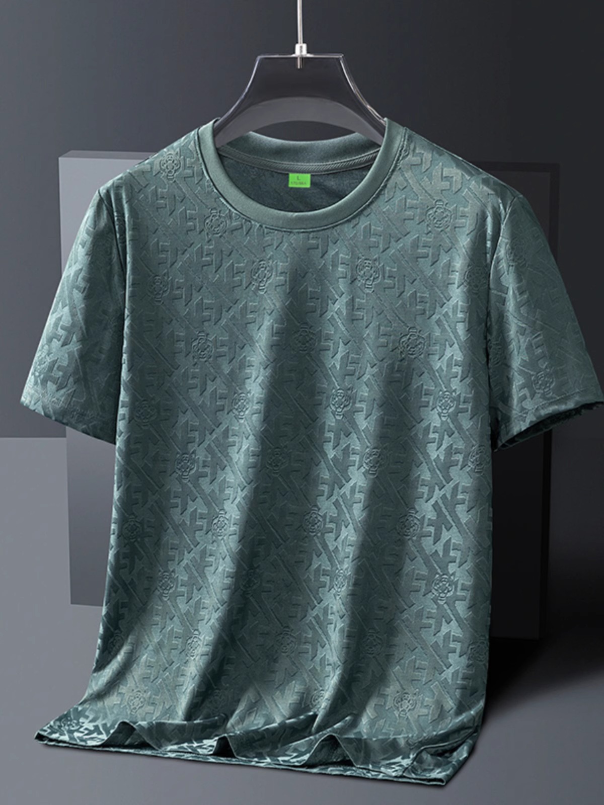 Woodpecker Jacquard High-end Ice Silk Short-sleeved T-shirt Men's New Style Thin Breathable Quick-drying Youth Casual Top Trendy