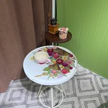 高级定制茶几客厅家用干花镶嵌环氧树脂圆桌喝茶小茶桌奶油风茶几