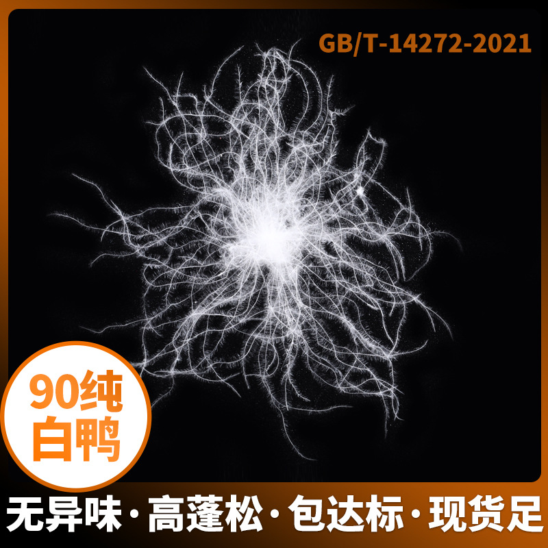新国标90白鸭绒服装21标纯白高蓬松水洗90羽绒过广检品牌服装绒