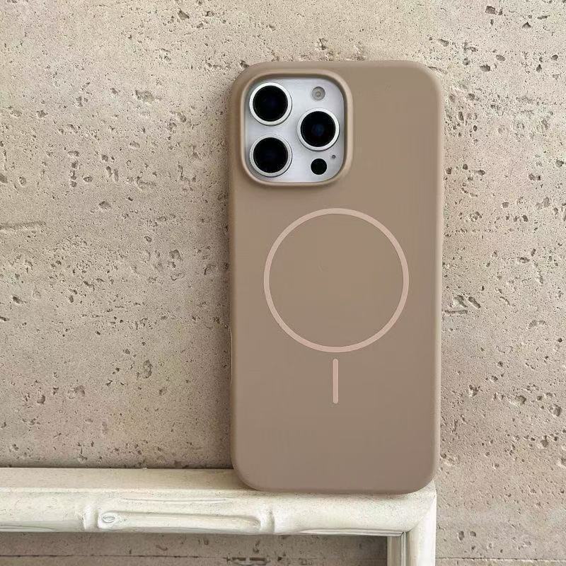 iPhone16 Pro用、細い磁気リング付き液体シリコン製スマホケース、Apple 17 AIR用耐衝撃無地保護ケース|undefined
