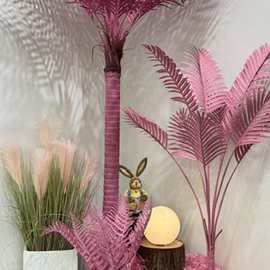 粉色椰子树彷真彩色葵树棕榈树摆件网红造景婚礼布置彷真花装饰