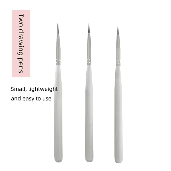 Manicure pen 3 sets of white rod pull pen hook line painting pen color painting pen carving pen nail brush nail brush