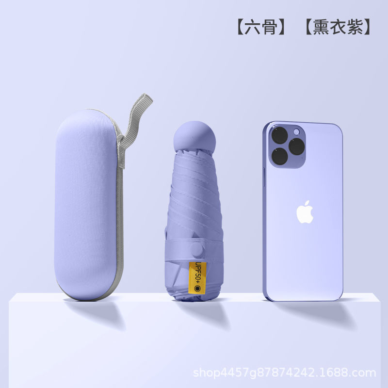 [6 본 캡슐 우산-훈제 옷 퍼플] + 핸드백