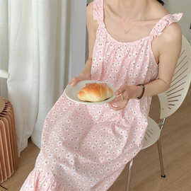 2023 碎花吊带睡裙女甜美可爱夏季薄款少女睡衣公主家居服