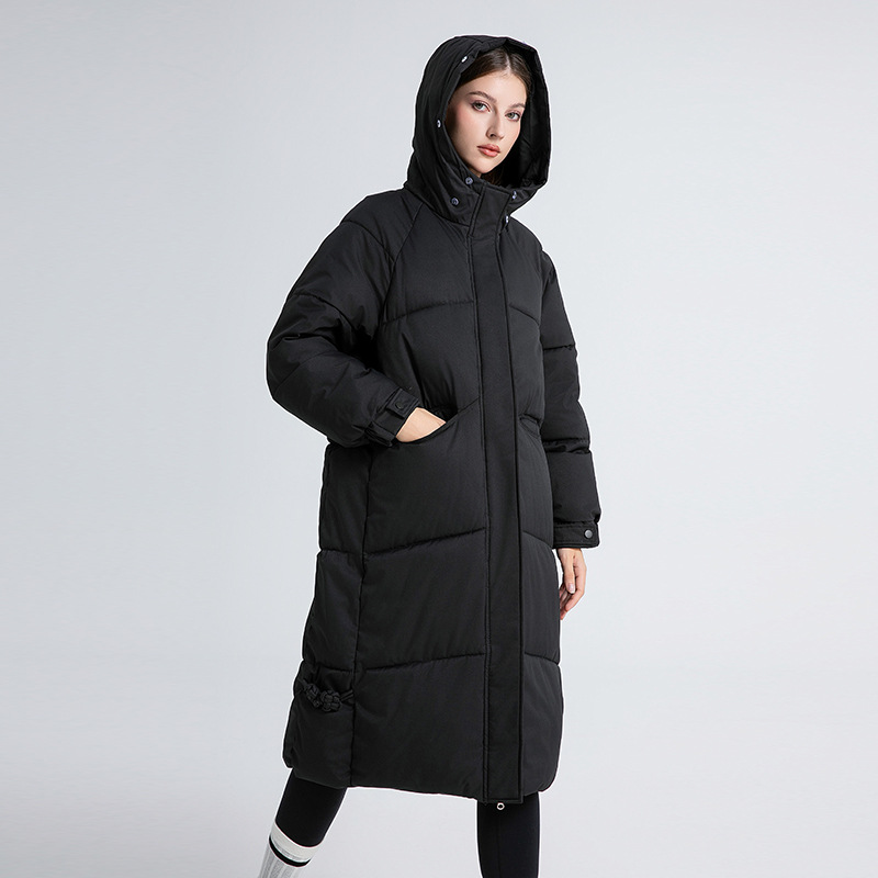 Parka oversized de damă cu glugă din blană artificială și șnur_voghion.com