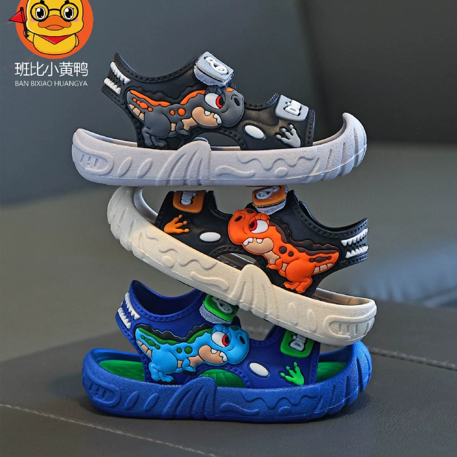 2025 Новые летние пляжные туфли для мальчиков с мультяшным принтом, детские сандалии с мягкой подошвой, модные сандалии для мальчиков оптом
