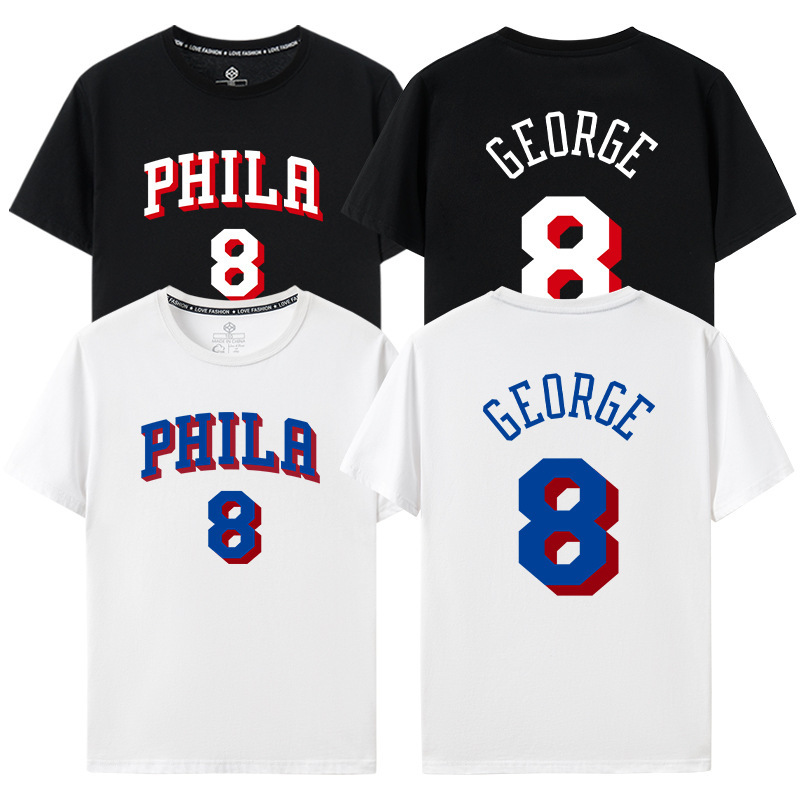 Paul George Graffiti Printed T-Shirt 76Ers American Basketball Shooting Training Uniform Short-Sleeved Loose Summer Clothing Paul George Graffiti Printed T-Shirt 76Ers American Basketball Shooting Training Uniform Short-Sleeved Loose Summer Clothing
