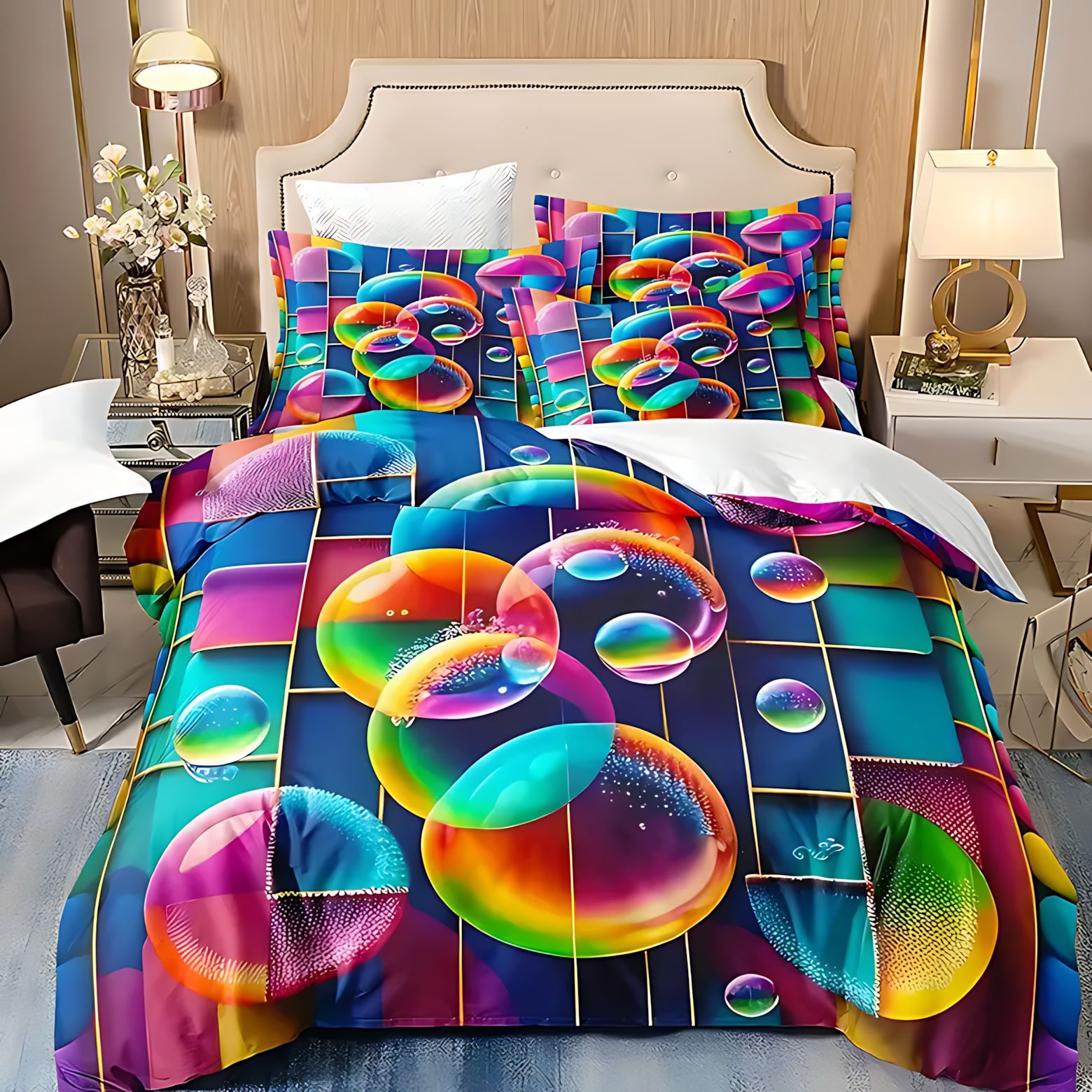 TEMU / JIT abrasión colchón kit burbuja de color impresión digital 3D fuente de ropa de cama fabricantes