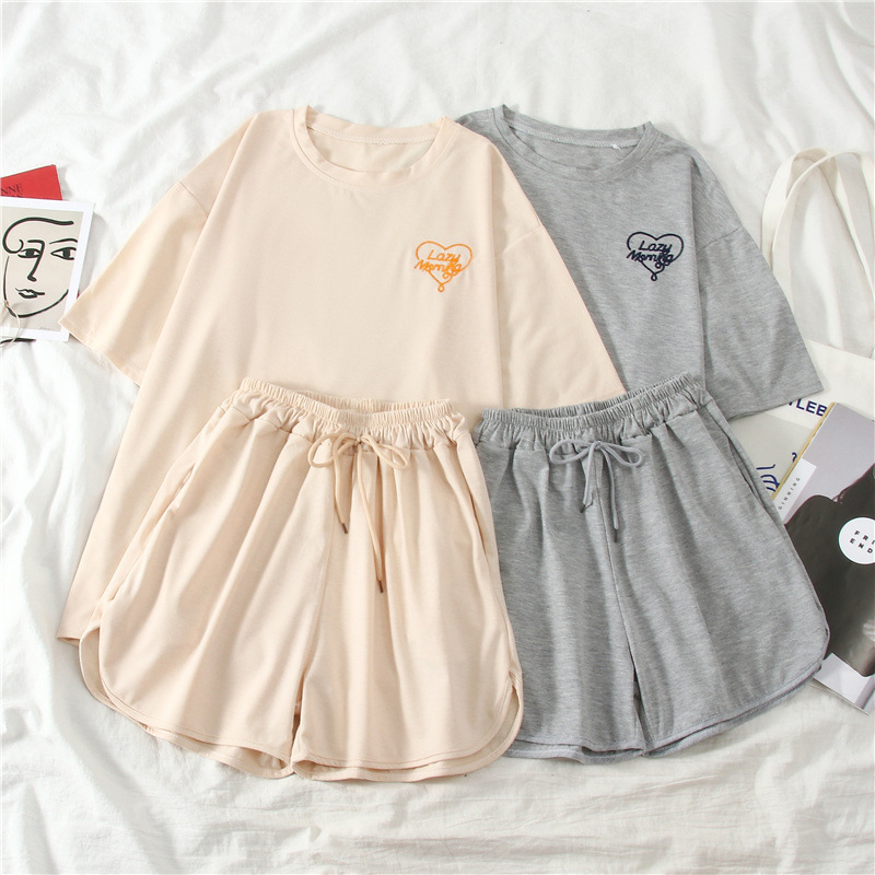 스포츠웨어 세트 여성 여름 얇은 2023 그물 레드 패션 캐주얼 연령 감소 짧은 소매 투피스 탑