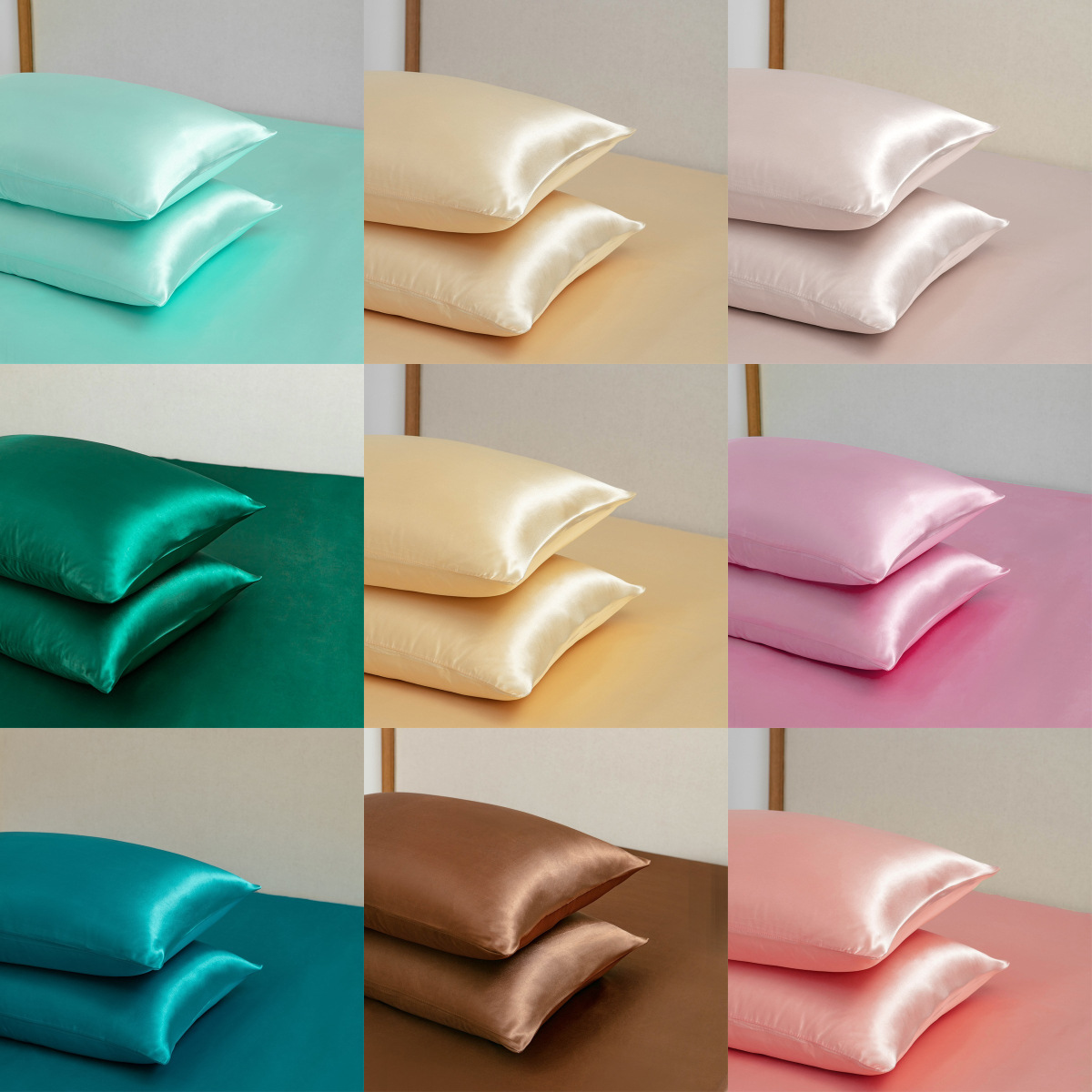 국경 간 단일 제품 월마트 아마존 해외 무역 홈 섬유 침구 베개 단색 새틴 모조 실크 베갯잇