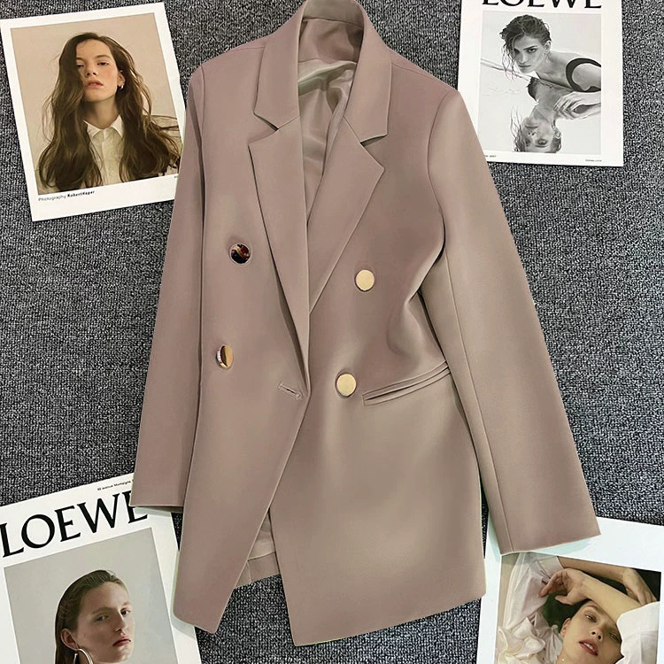 Autumn white fitted suit, jacket, high-quality style