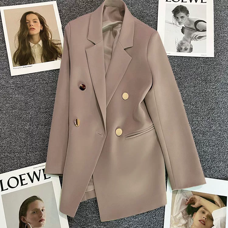 Autumn white fitted suit, jacket, high-quality style