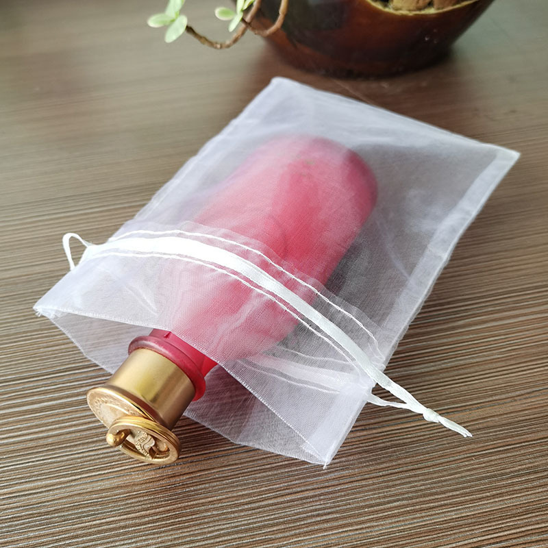 现货多尺寸束口纱袋 高密度白色纱袋 饰品礼品包装纱袋欧根纱定制