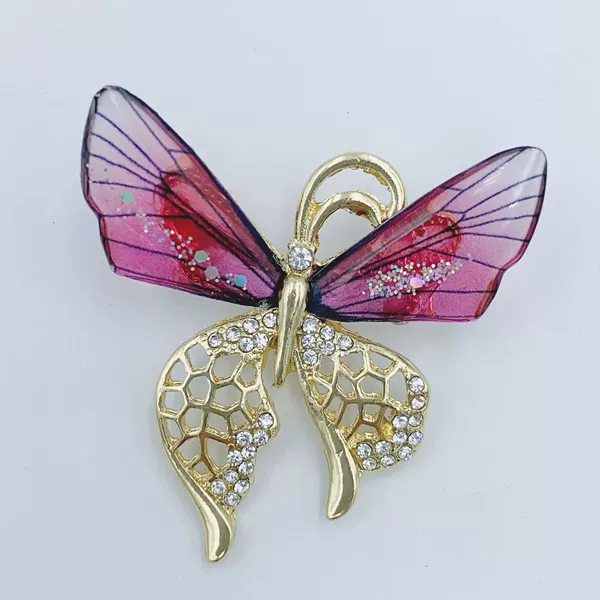 Light KC gold pink butterfly