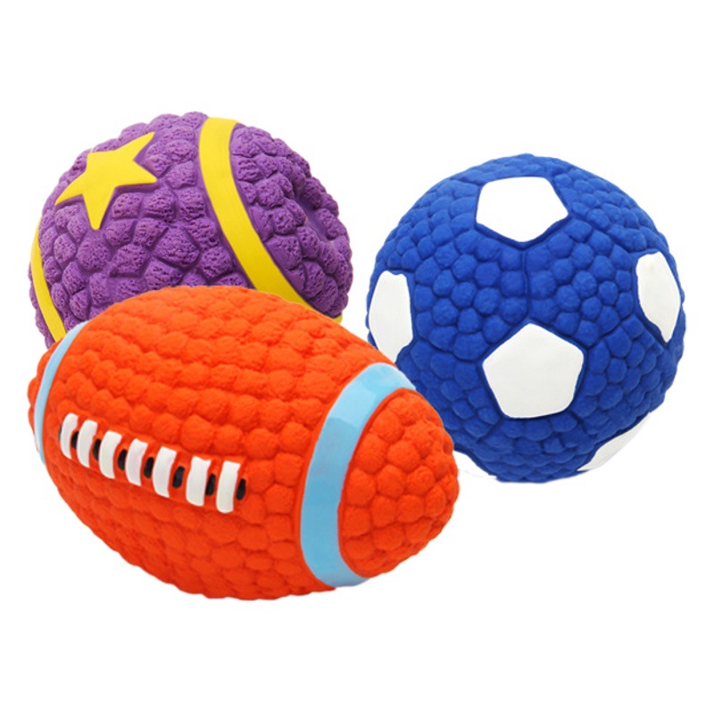 Yite fábrica directa en línea popular perro juguete látex rugby tenis perro mordedura vocal bola juguete para mascotas