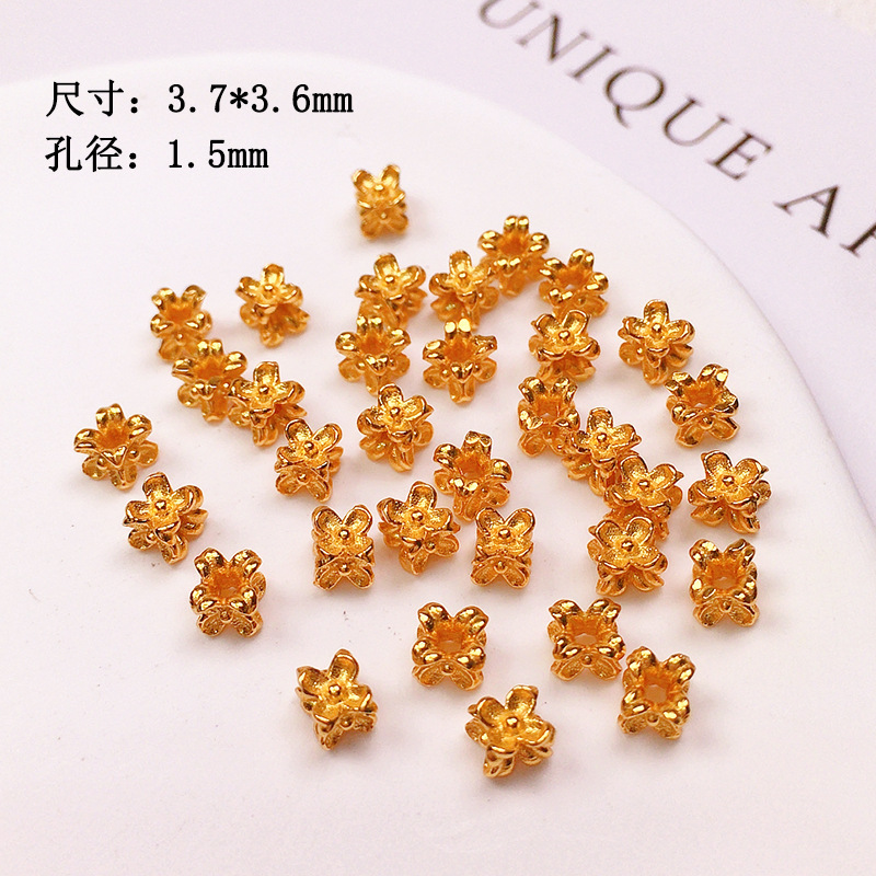S925 Silver Gold-Plated Small Spacer Beads, Loose Beads, Accessories for Bracelets, Necklaces, String Decorations, DIY Handmade