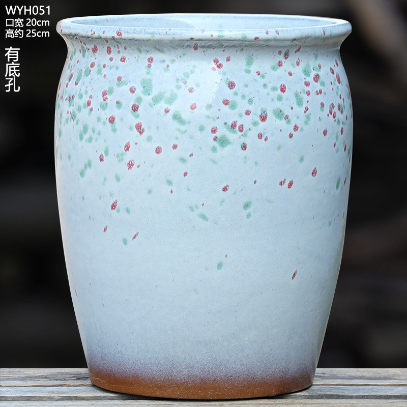 大口径植木鉢、大型家庭用リビングルーム盆栽、金のなる木鉢、通気性のある陶器の植木鉢|undefined