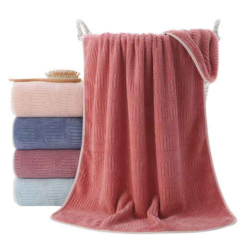 Thickened auspicious pattern coral velvet large bath towel for household adult bathing wrap absorbent quick-drying beach towel manufacturer wholesale