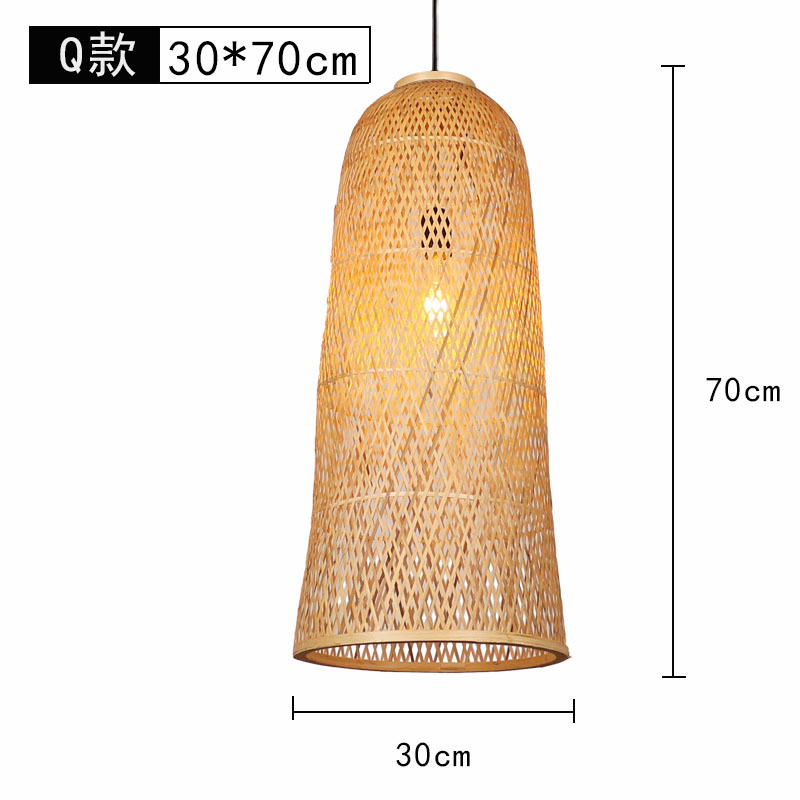 Lámpara de araña tejida de bambú Restaurante chino Lámpara de salón de té de linterna de bambú Restaurante japonés Sombrero de paja Lámpara de araña tejida de ratán B & B