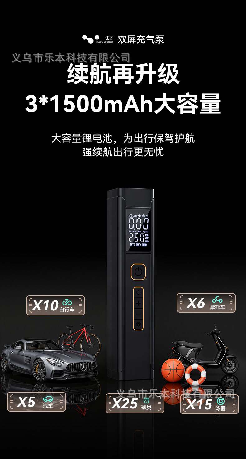 Car Air Pump, Car Tire Pump, Electric Wireless Car Tire Inflator, Universal Multi-Functional Air Pump