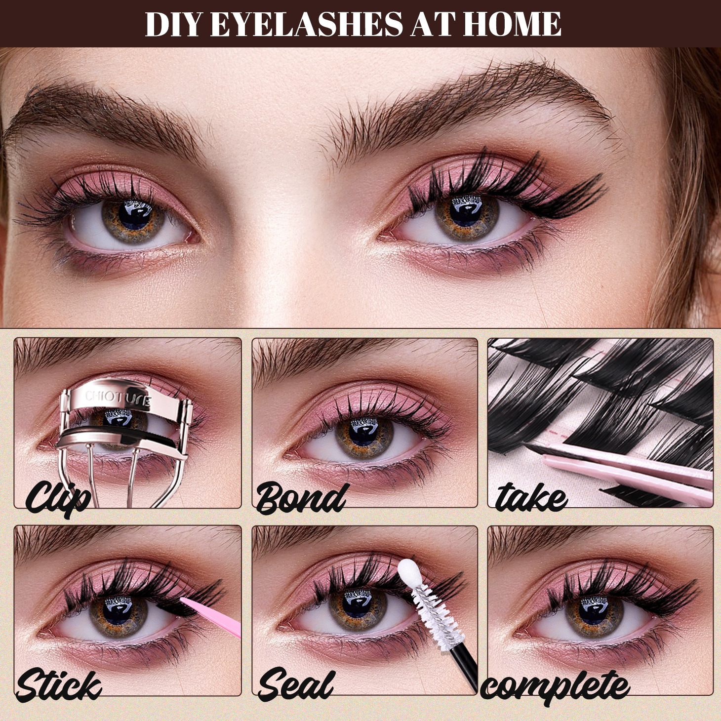 Halloween cross border 168 clusters of oblique flying single clusters of hair natural soft self grafting segmented DIY eyelashes set_voghion.com