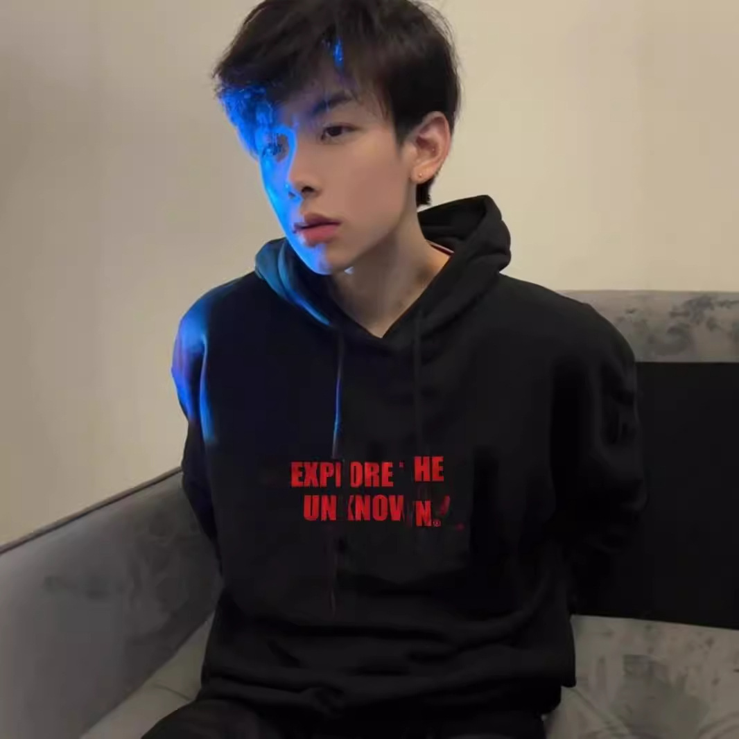 High Street Stiff Heavy American Sweater Men's Autumn And Winter Trendy Brand 2025 New Hooded Gray Boys' Spring And Autumn Tops_voghion.com