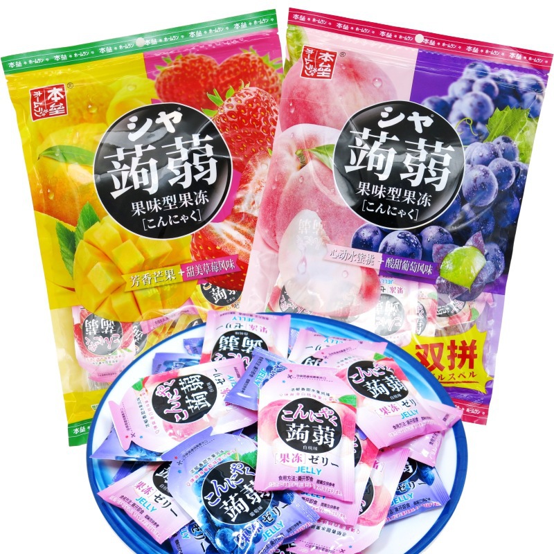 本垒蒟蒻果冻什锦果味型魔芋果冻儿童网红休闲零食品500g