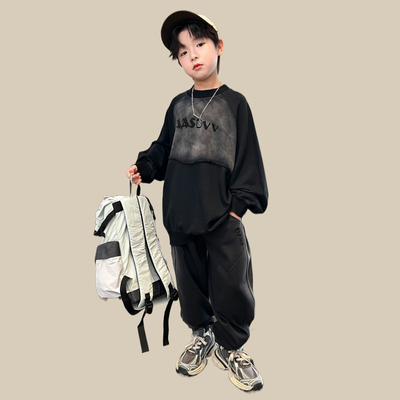 Jungen trendiger Marken-Hoodie für Frühling und 2024, neues Outfit, explosives Street-Hooligan-Hübsches Oberteil, mittel bis groß_voghion.com