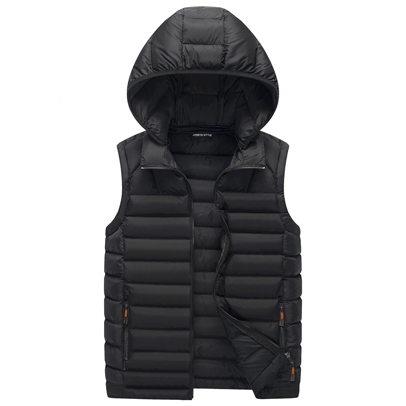 Venta caliente transfronteriza con capucha Chaleco de algodón acolchado Chaqueta de algodón acolchado de invierno de los hombres collar de pie chaleco sin mangas casual chaqueta caliente al por mayor