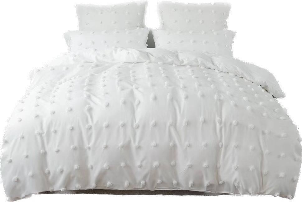 Wish Amazon Yibei Cross-Border Manufacturer Foreign Trade Three-Piece Set Cut Flower Ball Solid Color Quilt Cover Pillowcase Wholesale