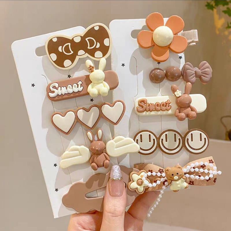 Pinza de pelo de acrílico con diseño de conejo para estudiantes de primaria y secundaria, no daña el cabello, horquilla, pinza BB, baja caída de cabello, pinza de pico de pato para niñas, estilo coreano de dibujos animados.