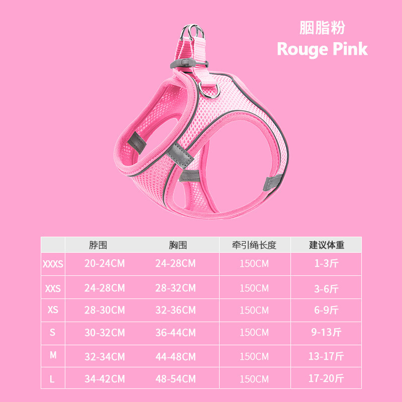 Chaleco para mascotas correa para el pecho traje de cuerda de tracción malla transpirable reflectante perro caminando cuerda perro gato suministros