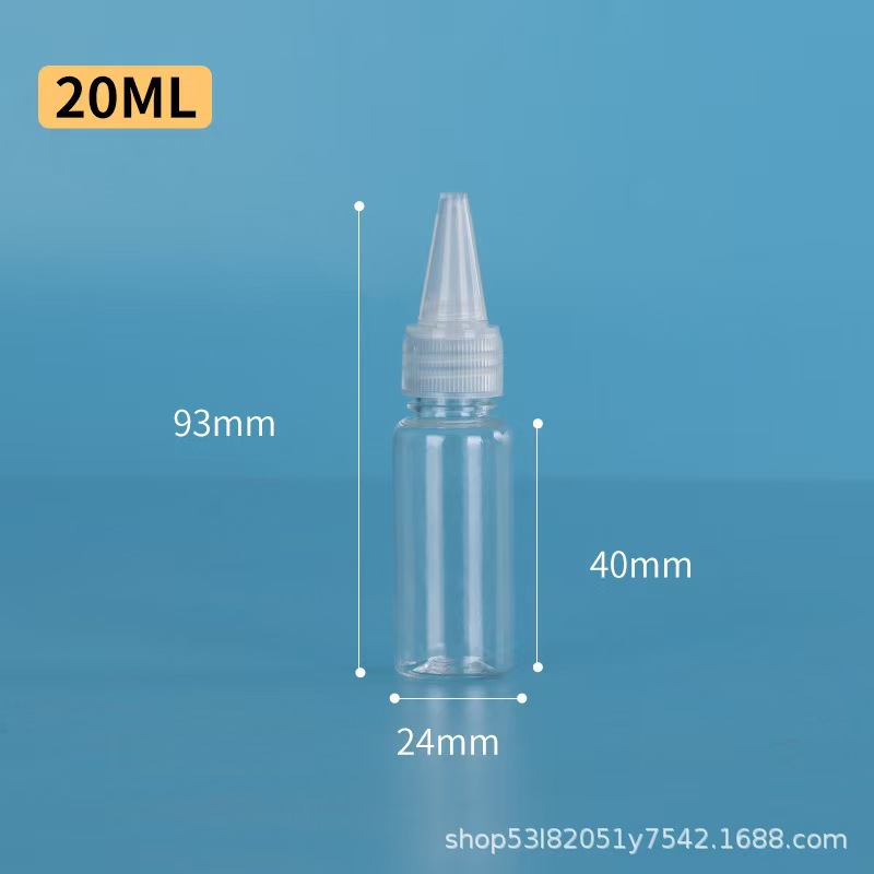 Botellas de boca puntiaguda exprimidas transparentes al por mayor al contado de 30 ML 50 ml en botellas de plástico PET en botellas vacías de pigmento de pegamento