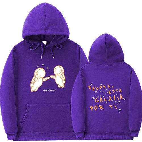 2024 New Fashion Print Double Astronaut Casual Hooded Loose Sweatshirt for Men and Women Casual Sports Sweatshirt