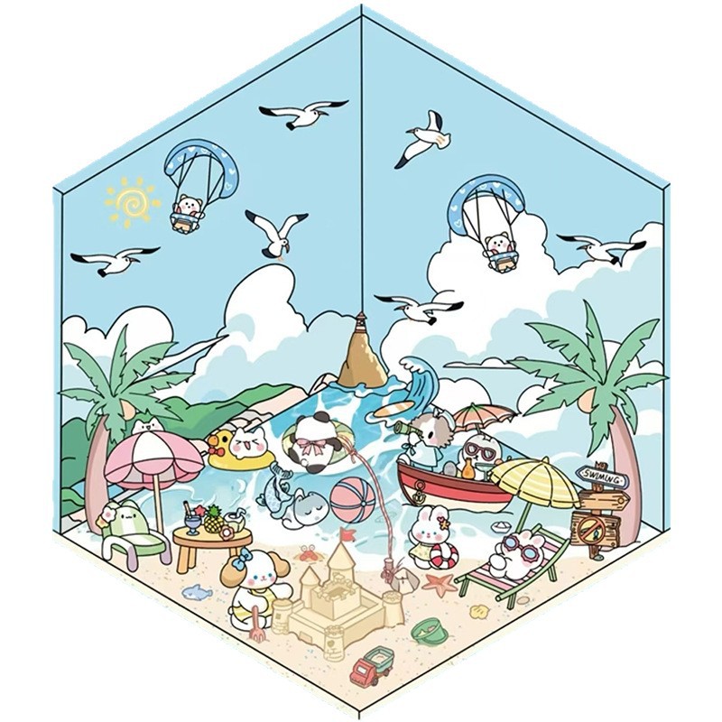 Nuevo comercio exterior creativo transfronterizo 3D estereoscópico chalet paisaje pegatinas descomprimidas DIY decoración pegatinas de escena en miniatura