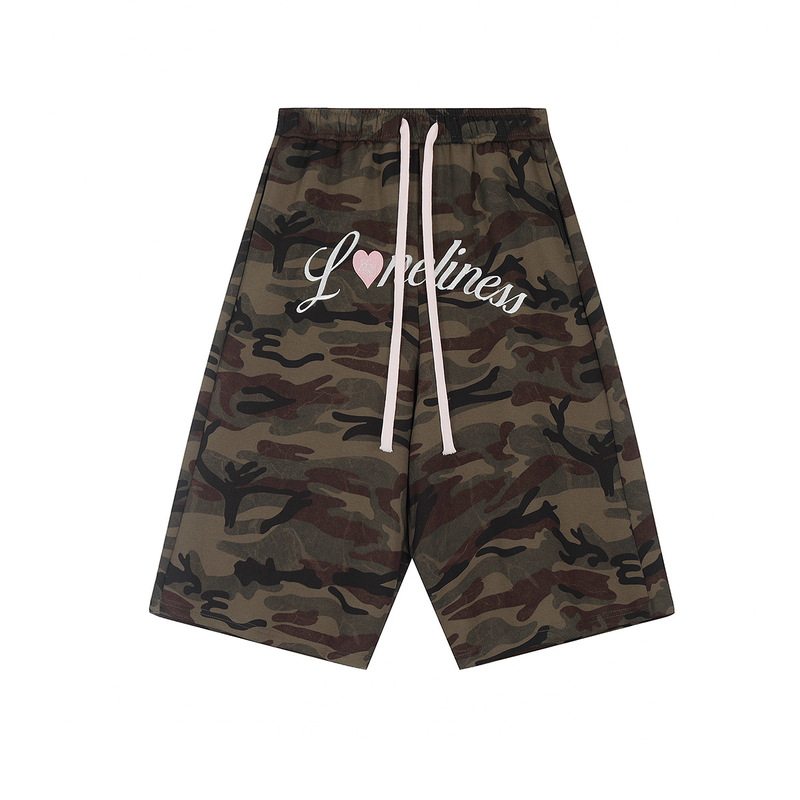 Thirteen lines of fashion brand 2025 European and American high street vibe style camouflage shorts men's and women's ins fashion embroidery pants for men and women