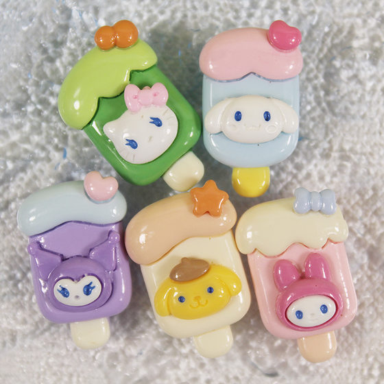 Summer Sanrio ice cream KT melody Yugui popsicle glossy resin accessories wholesale headdress phone case patch