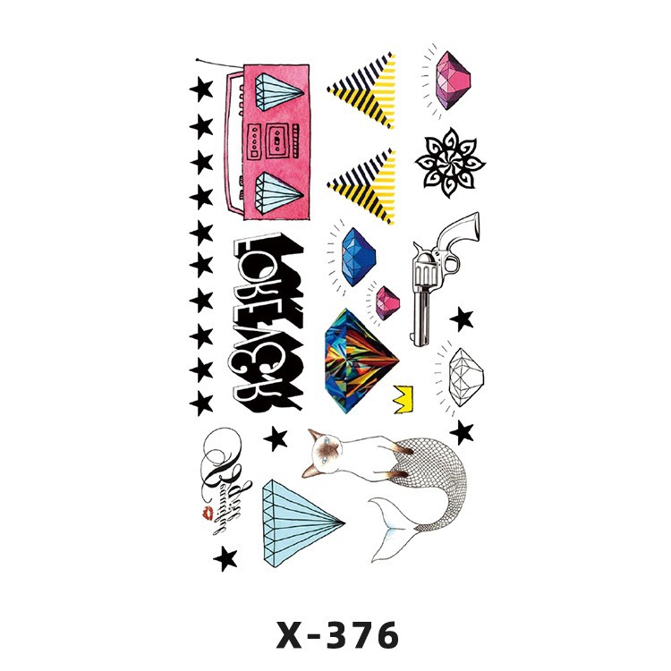 Arco de flor pequeña pegatinas de tatuaje fresco 3D dibujos animados transfronterizo Henna rosa impermeable texto en inglés pegatinas de tatuaje