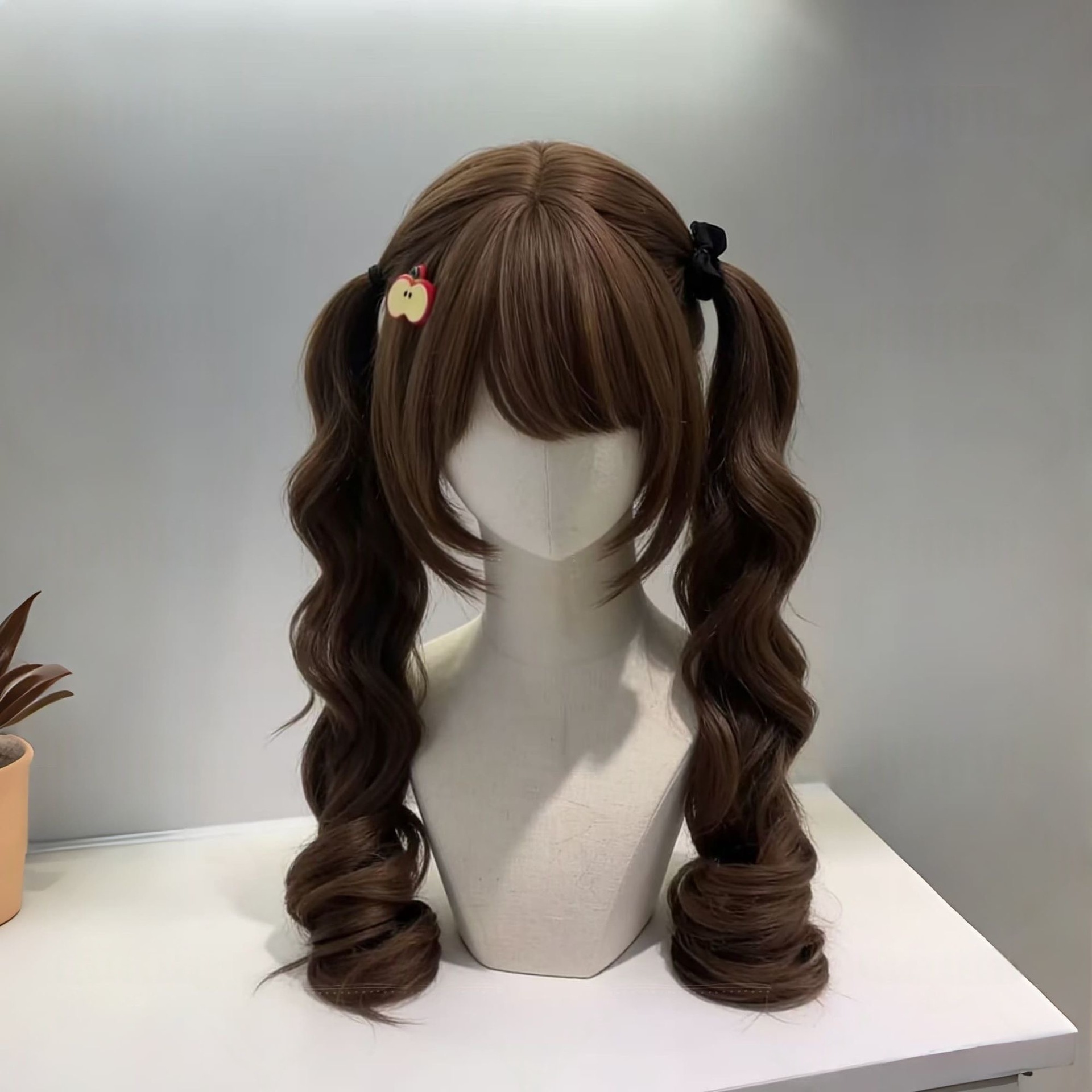 Connie Lasulja Honey Tea Linen Long Twin Tails Curly Hair Sweet Daily Lolita Roman Style