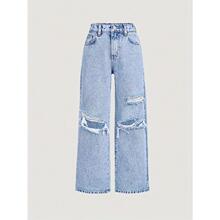 Y 82521 Girls' Loose Ripped Wide Leg Pants Ů���ƶ����ȿ�