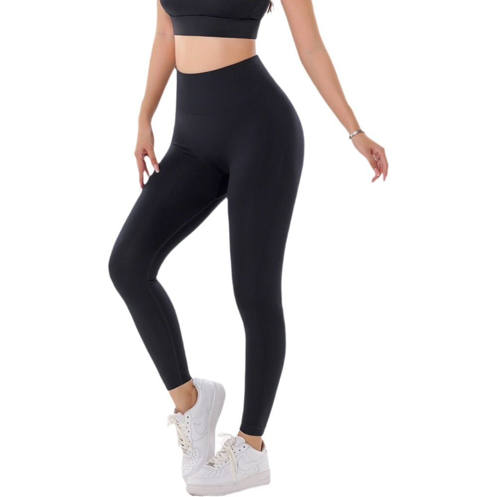 Nuevo color sólido sin costuras yoga ropa de entrenamiento desgaste exterior alta cintura vientre contracción Delgado melocotón levantamiento cadera medias deportivas