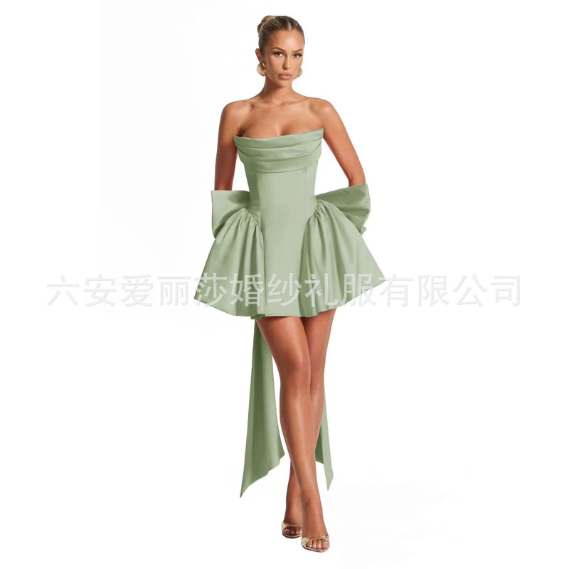 Amazon Women's New Fashion Sexy Backless Tube Top Dress Short Prom Dress Birthday Princess Dress for Women