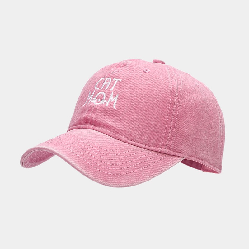 Estilo coreano moda apenada tapa superior suave enarbolada para las mujeres CAT bordado todo partido gorra de béisbol al aire libre sombrero