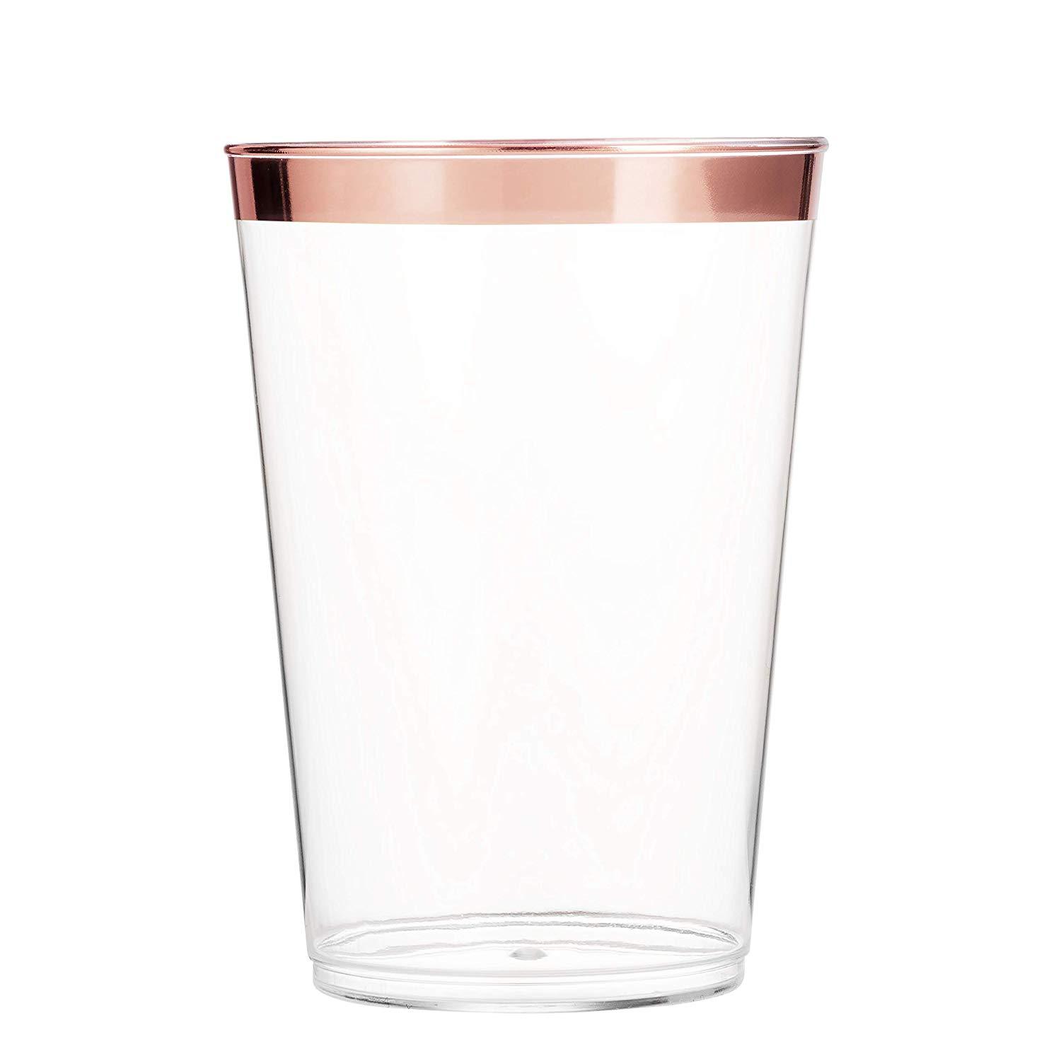 16oz Borde de oro rosa borde dorado Borde de plata taza desechable taza transparente taza de plástico
