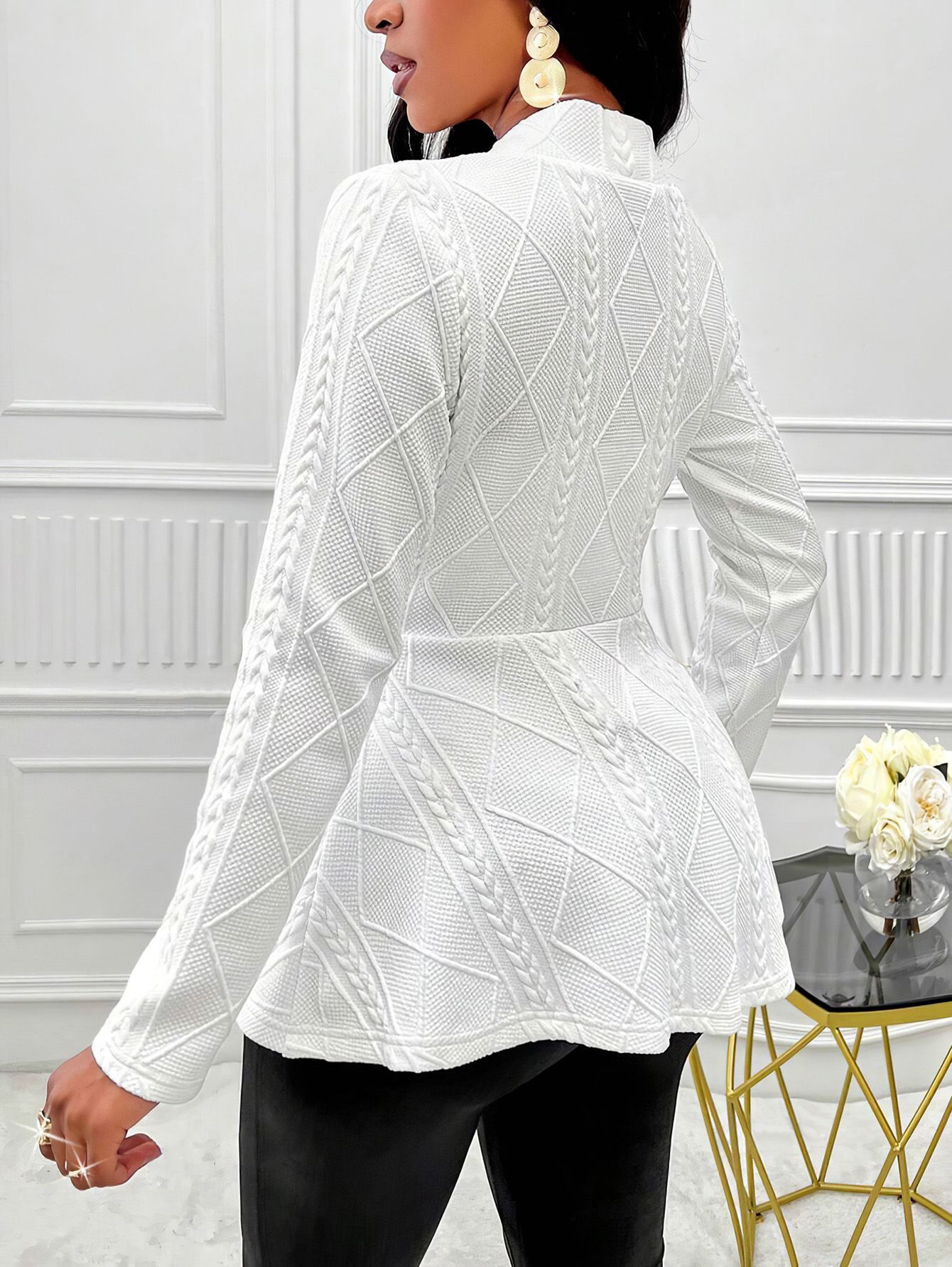 Dames jacquard blazer met een elegante slim fit pasvorm_voghion.com