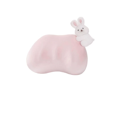 Car Memory Foam Neck Pillow — Waist support - plush-simple-memory-foam-headrest-pink-sticker-bunny