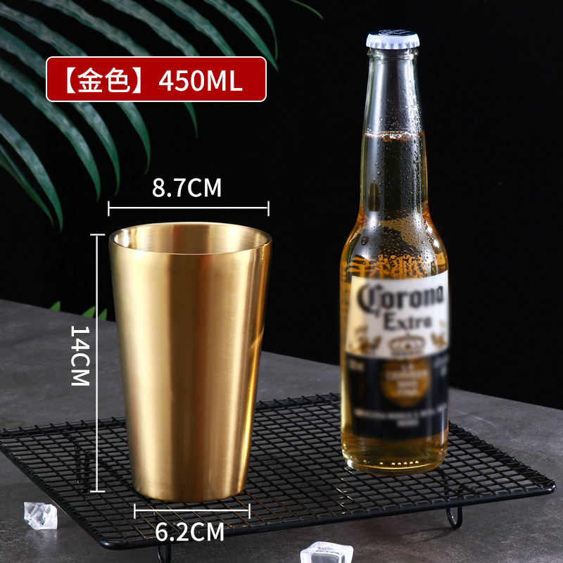 韓国式304ステンレスコップ大容量ビールコップ厚い二重レストランティーカップコーヒーカップジュースカップ|undefined